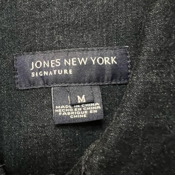 Jones New York Signature Vienna Dark Wash Denim Jacket Beaded Accents Size Med - Picture 4 of 7